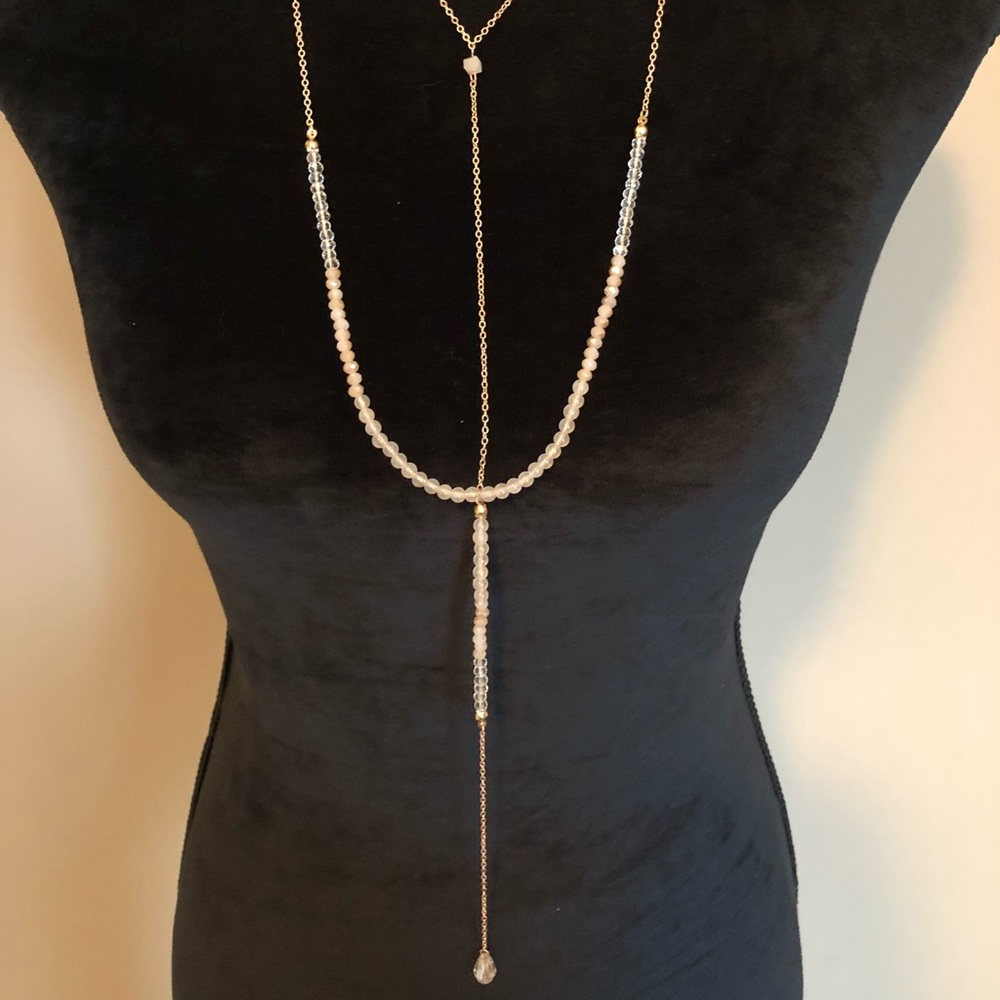 Gold layered necklace with earrings